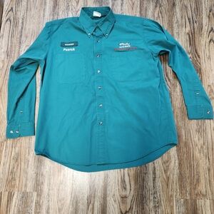O'Reilly Auto Parts Shirt Mens L Green Button Patrick Employee Uniform